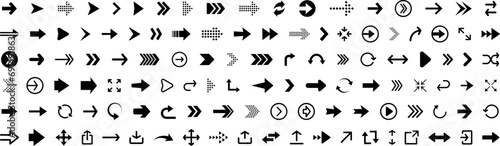 Arrows icon. Arrow icons set. Black vector arrows collection. Cursor vector icon. Collection different Arrows on flat style for web design or interface. Direction symbols. Vector illustration