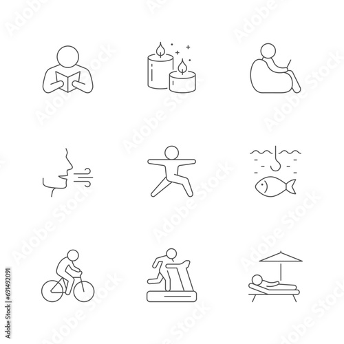 Set line icons of relax