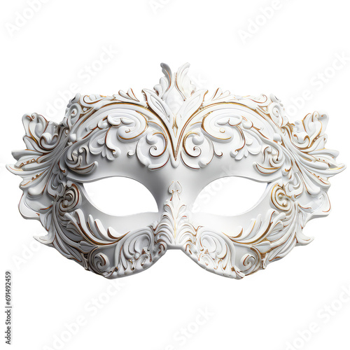 Venetian Carnival Mask white on transparent background