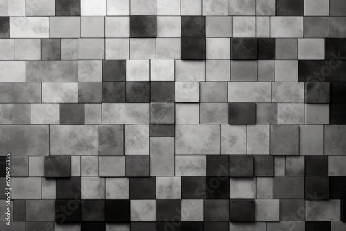 Fondo de mosaico de azulejos en escala de grises.