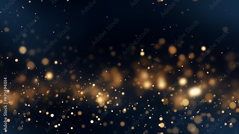 Abstract background with Dark blue and gold particle. New year, Christmas background with gold stars and sparkling. Christmas Golden light shine particles - Seamless tile. Endless and repeat print. - obrazy, fototapety, plakaty 