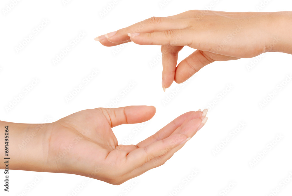 Hand young measuring invisible item Hand young measuring invisible item