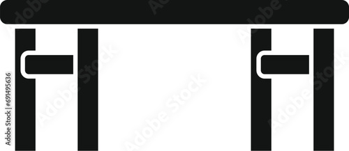 Wooden desk icon simple vector. Home exterior. Summer yard space