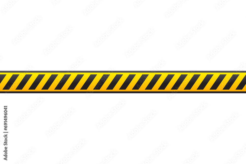 Black and yellow police stripe border, construction, caution danger seamless tapes PNG - obrazy, fototapety, plakaty 