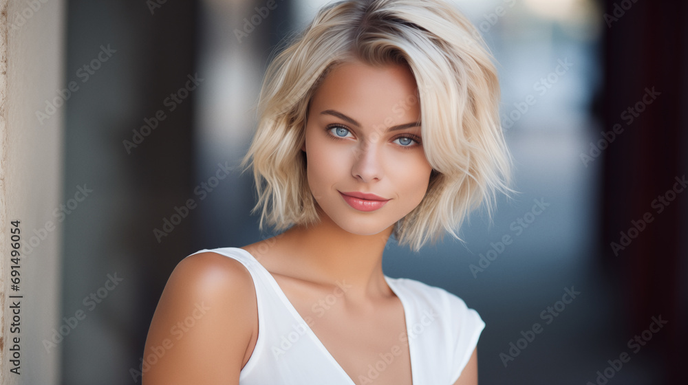 Blonde beauty. Young blonde woman natural portrait. AI generative Blonde beauty. Young blonde woman natural portrait. AI generative