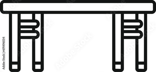 Wooden outdoor table icon outline vector. Top interior home. Chair deck picnic