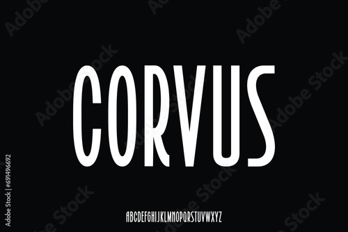 Modern retro condensed alphabet display font vector