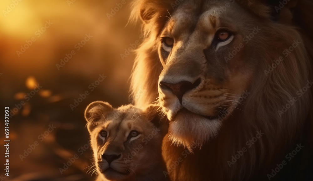 Fototapeta premium Lion in the African savannah