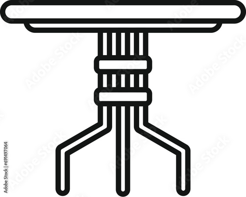 Metal outdoor table icon outline vector. Summer yard. Plan above space