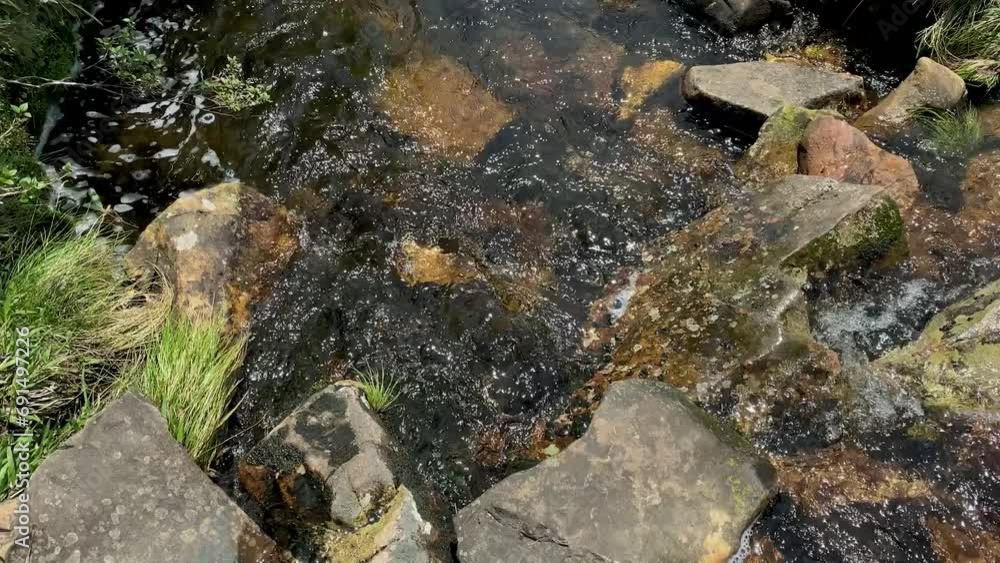 Small river in the forest flowing between stones and rocks Small river in the forest flowing between stones and rocks