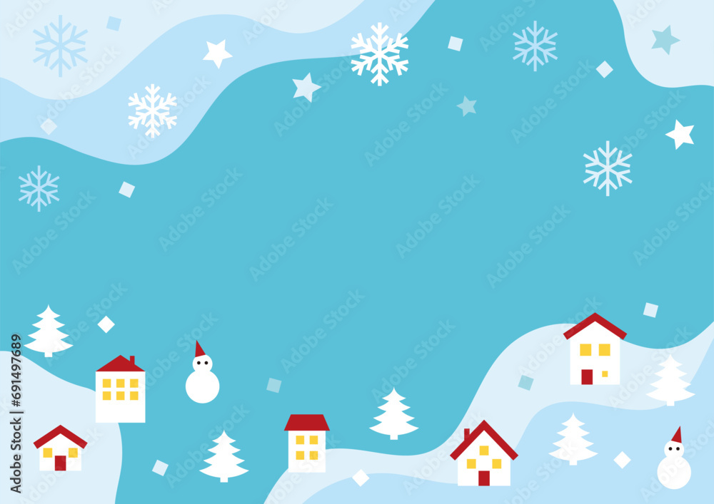 Fototapeta premium が降る冬の街並みの背景