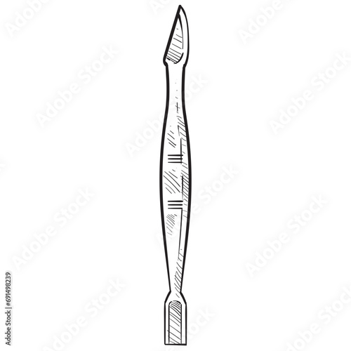 cuticle pusher handdrawn illustration