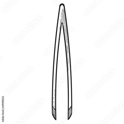 manicure tweezers handdrawn illustration