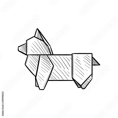 dog origami handdrawn illustration