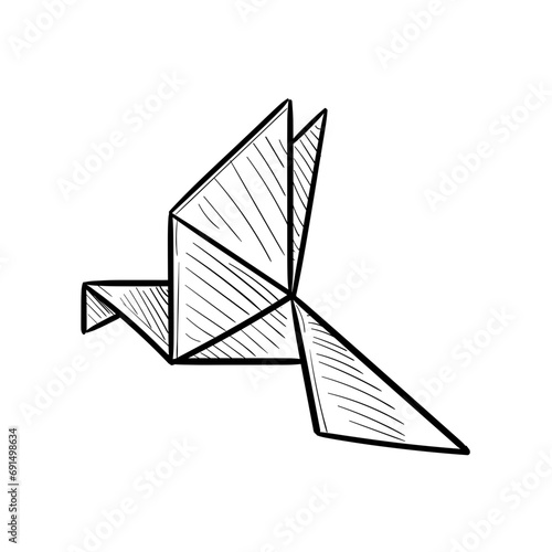 bird origami handdrawn illustration