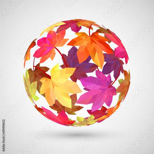 Sphere from autumn leaves. Vector illustration