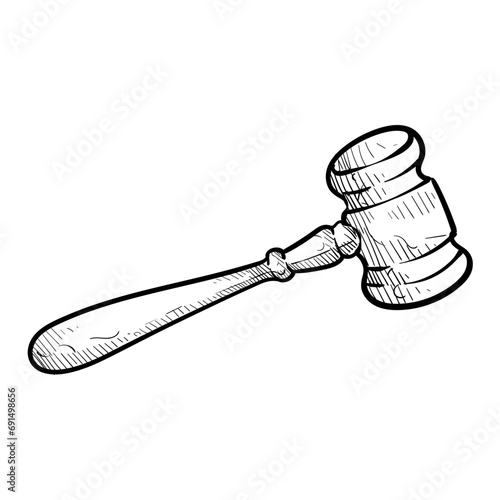 judge's gavel handdrawn illustration