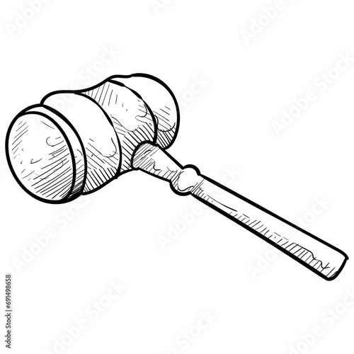 judge's gavel handdrawn illustration