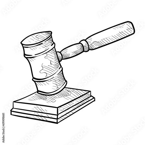 judge's gavel handdrawn illustration