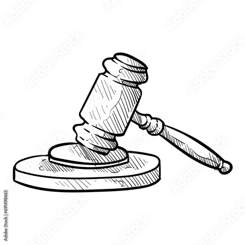 judge's gavel handdrawn illustration