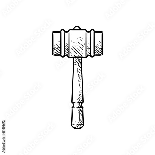 judge's gavel handdrawn illustration