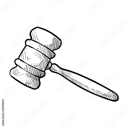 judge's gavel handdrawn illustration
