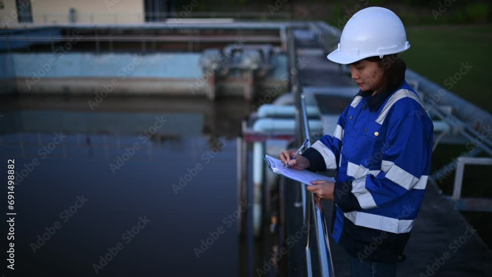 Environmental engineers work at wastewater treatment plants,Water supply engineering working at Water recycling plant for reuse Environmental engineers work at wastewater treatment plants,Water supply engineering working at Water recycling plant for reuse