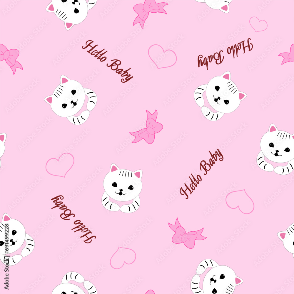 Pattern cat on pink background. Vector illustration. Pattern cat on pink background. Vector illustration.