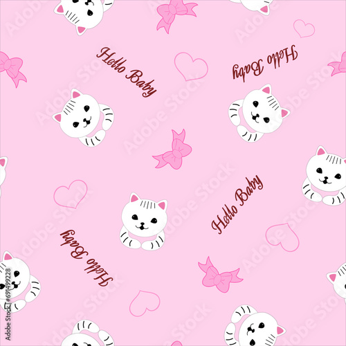 Wallpaper Mural Pattern cat on pink background. Vector illustration. Torontodigital.ca