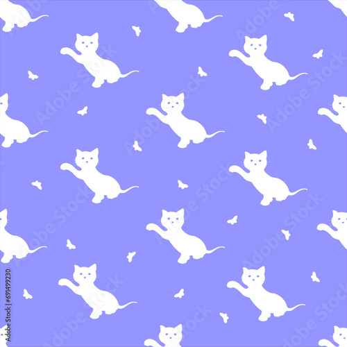 Wallpaper Mural Pattern cat on purple background. Vector illustration. Torontodigital.ca