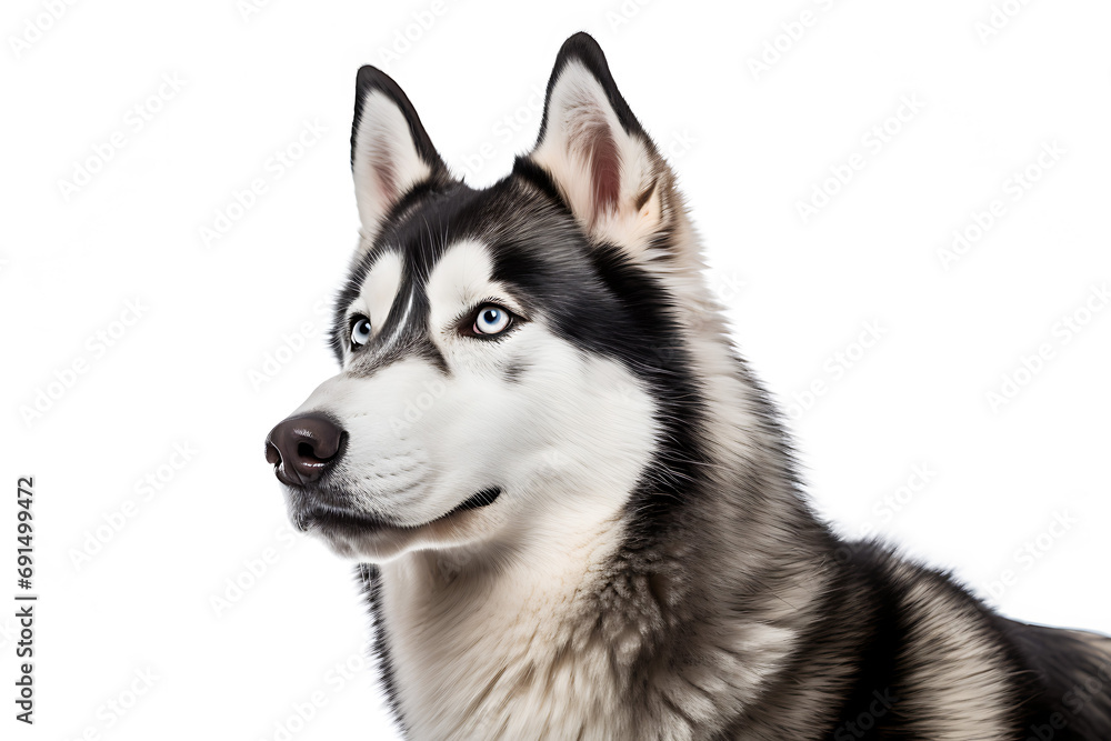 Husky dog portrait isolated on white background