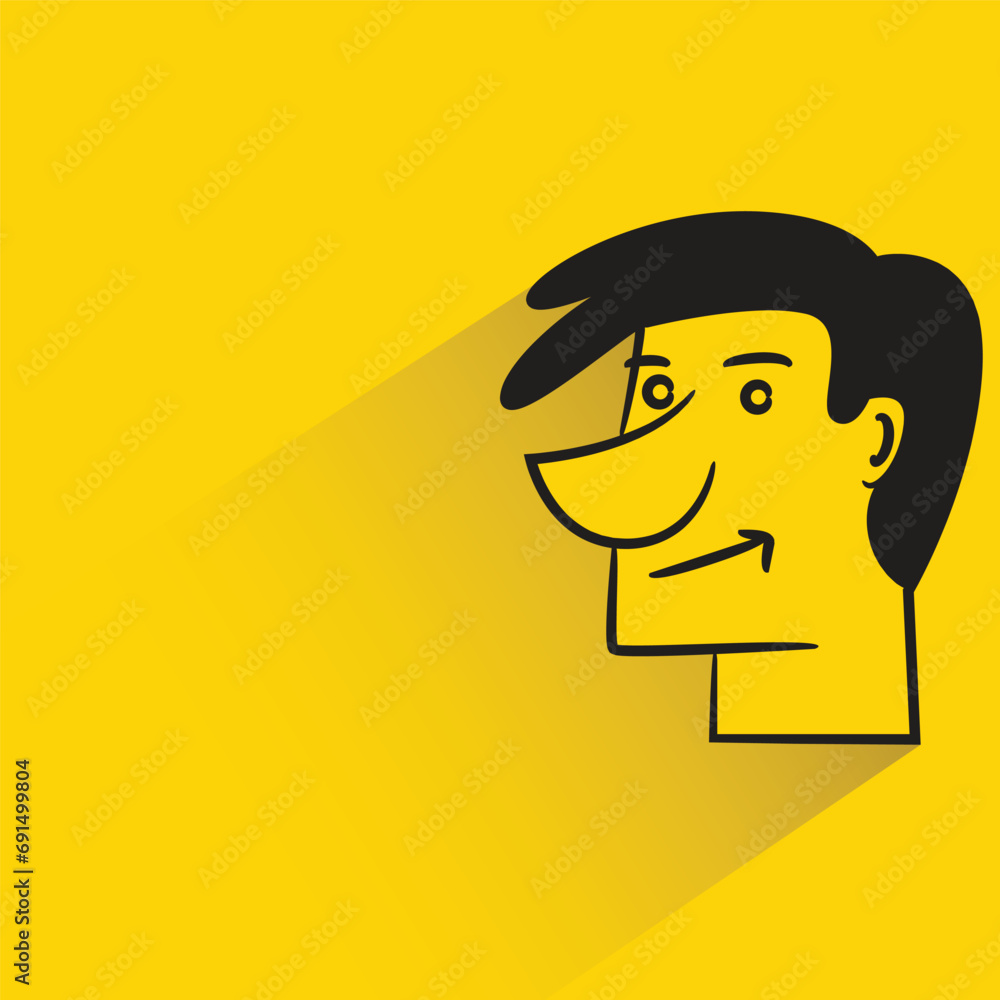 male face side view avatar with shadow on yellow background male face side view avatar with shadow on yellow background