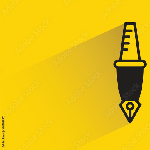 fountain pen icon with shadow on yellow background