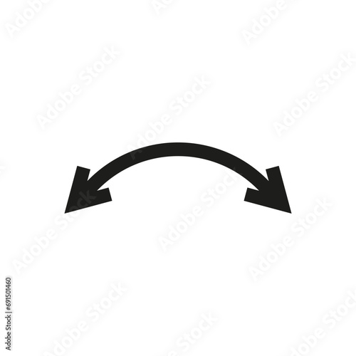 Dual semi circle arrow. Vector illustration. Semicircular curved double ended arrow.