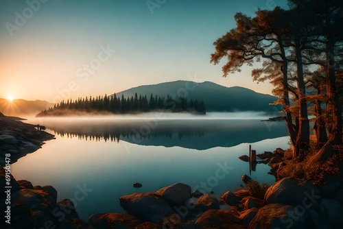 sunrise on the lake © AI IMAGES COLLECTION
