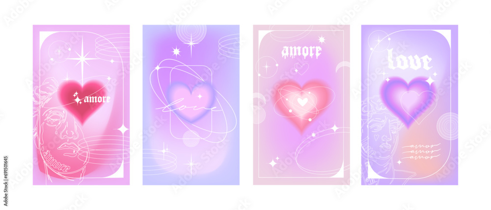 Y2k gradient heart Valentine’s Day poster set, blur love holiday minimal card kit, stars, shapes. Aura romance dreamy background templates, party girly web event invitation. Modern gradient heart Y2k gradient heart Valentine’s Day poster set, blur love holiday minimal card kit, stars, shapes. Aura romance dreamy background templates, party girly web event invitation. Modern gradient heart