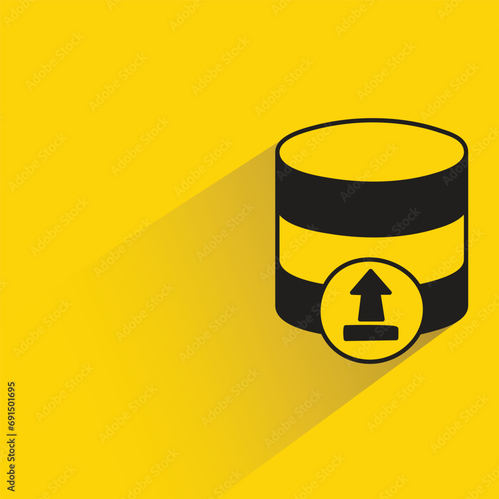 upload database with shadow on yellow background upload database with shadow on yellow background