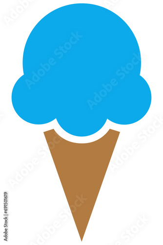 Icono de cono de helado celeste sin fondo