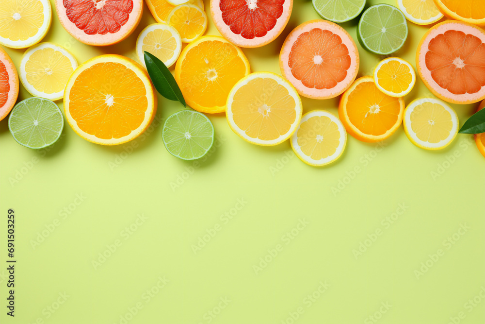 Citrus fruits isolated on a uniform background. Copyspace illustration that allows to insert content Citrus fruits isolated on a uniform background. Copyspace illustration that allows to insert content