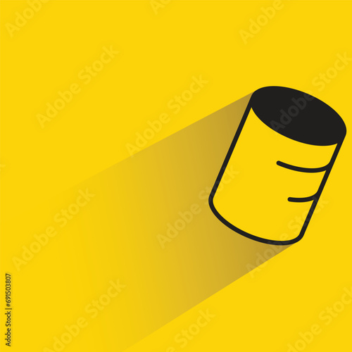 marshmallow with shadow on yellow background