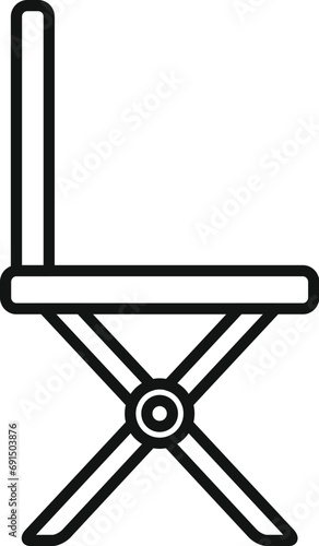 Wooden chair bench icon outline vector. Plan above parasol. Wood chair