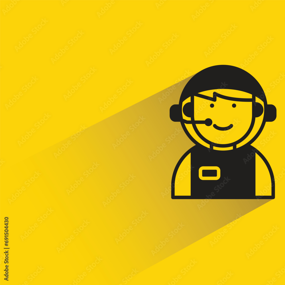 astronaut with shadow on yellow background astronaut with shadow on yellow background