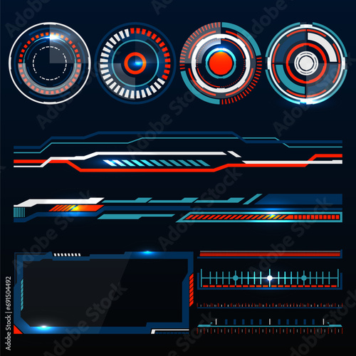 Set of HUD and infographic elements, futuristic user interface, vector illustration