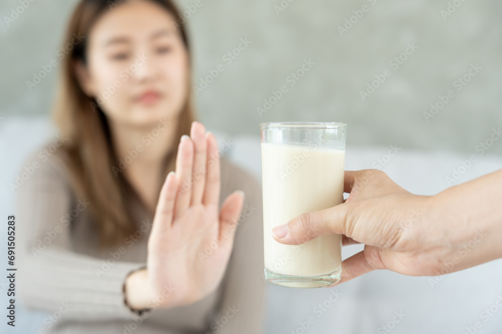 Milk allergens, Sick sad unhealthy ill allergic woman, runny stuffy sore nose suffer from intolerance allergy trigger symptoms. abdominal pain, allergens, nut protein, rash, death, food allergy Milk allergens, Sick sad unhealthy ill allergic woman, runny stuffy sore nose suffer from intolerance allergy trigger symptoms. abdominal pain, allergens, nut protein, rash, death, food allergy