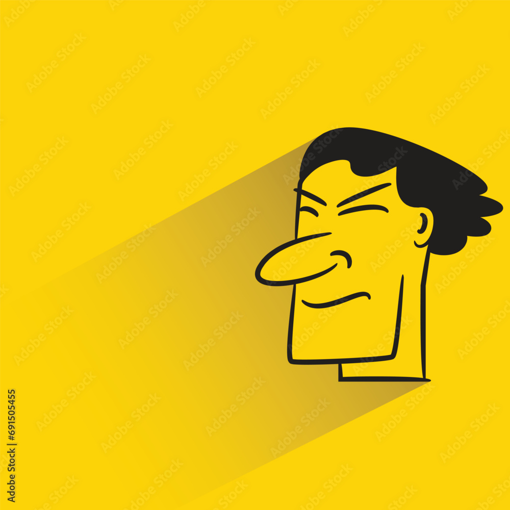male head character with shadow on yellow background male head character with shadow on yellow background