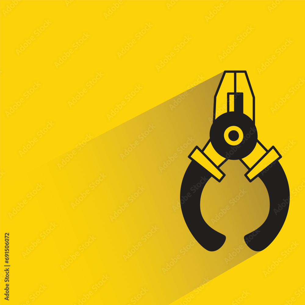 doodle pliers with shadow on yellow background