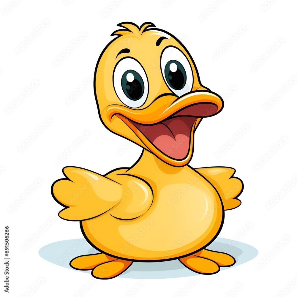 Happy Cartoon Duck Vector Illustration on White Background Happy Cartoon Duck Vector Illustration on White Background