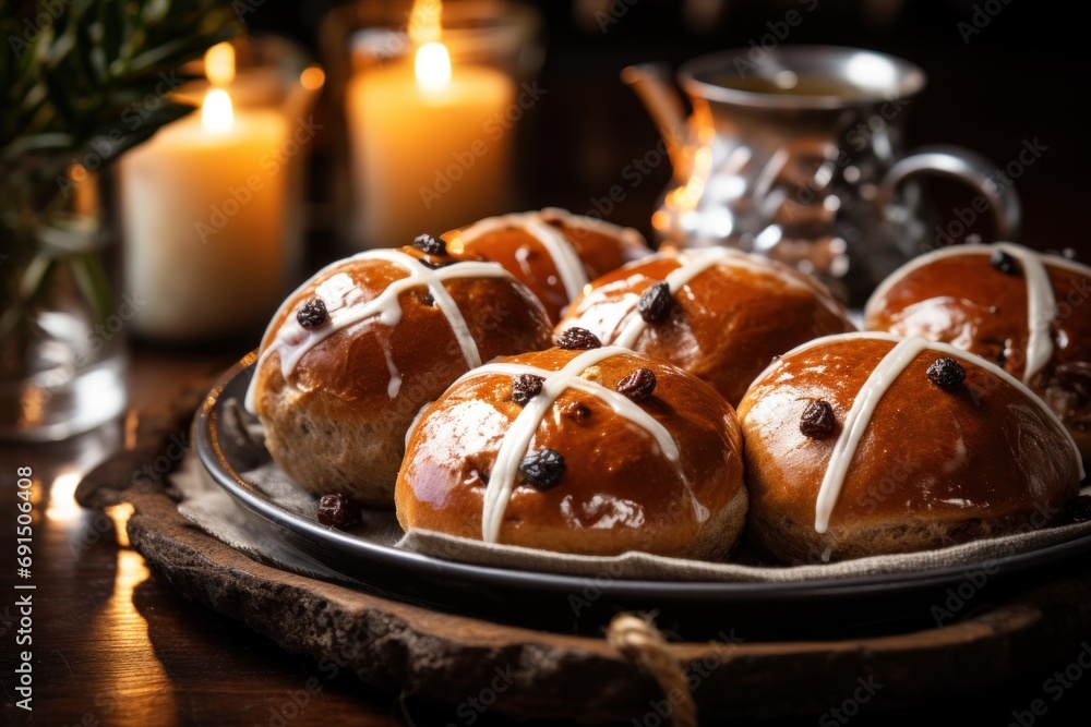 a photograph featuring Hot cross buns