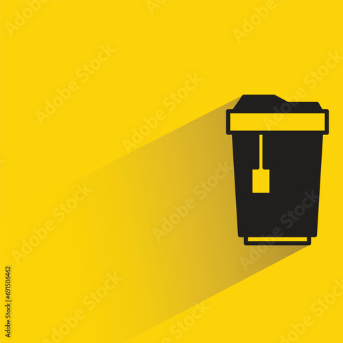 coffee cup icon with shadow on yellow background