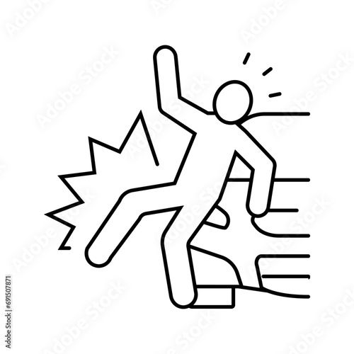 machine hit man accident line icon vector. machine hit man accident sign. isolated contour symbol black illustration
